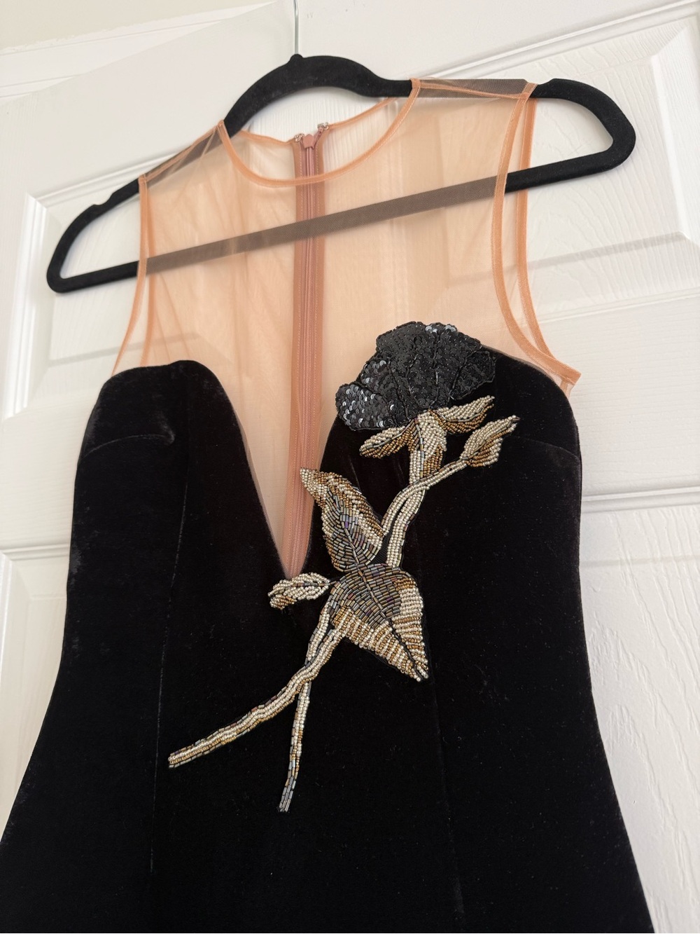SAU Lee Aria Beaded Floral Black Velvet Mini Dress NEW with tags - Picture 3 of 8